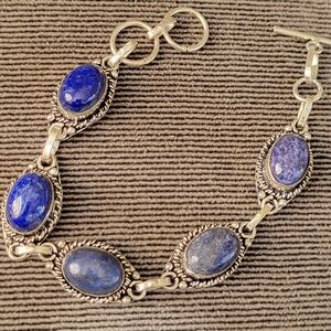 Elegant Silver and Blue Stone Bracelet